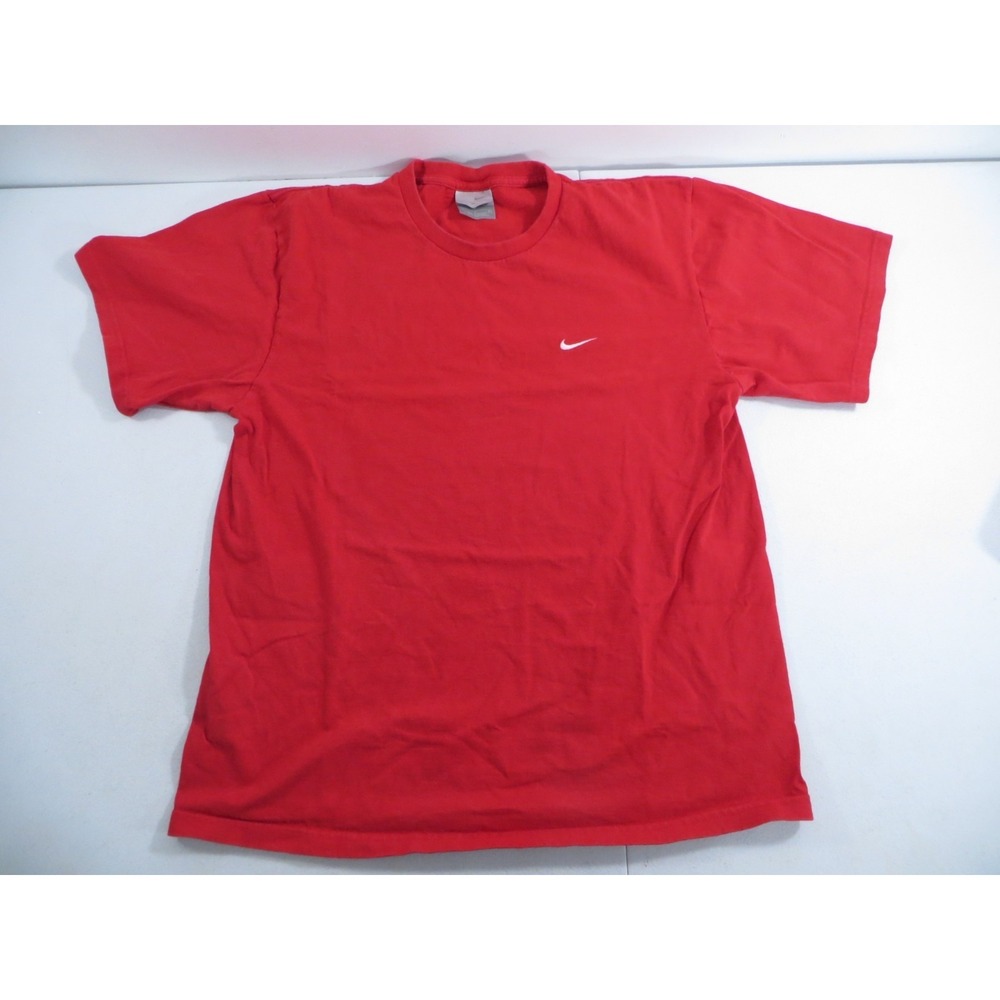 Vintage 2000's Nike Embroidered Swoosh Solid‎ Red Mens T-Shirt Size Medium